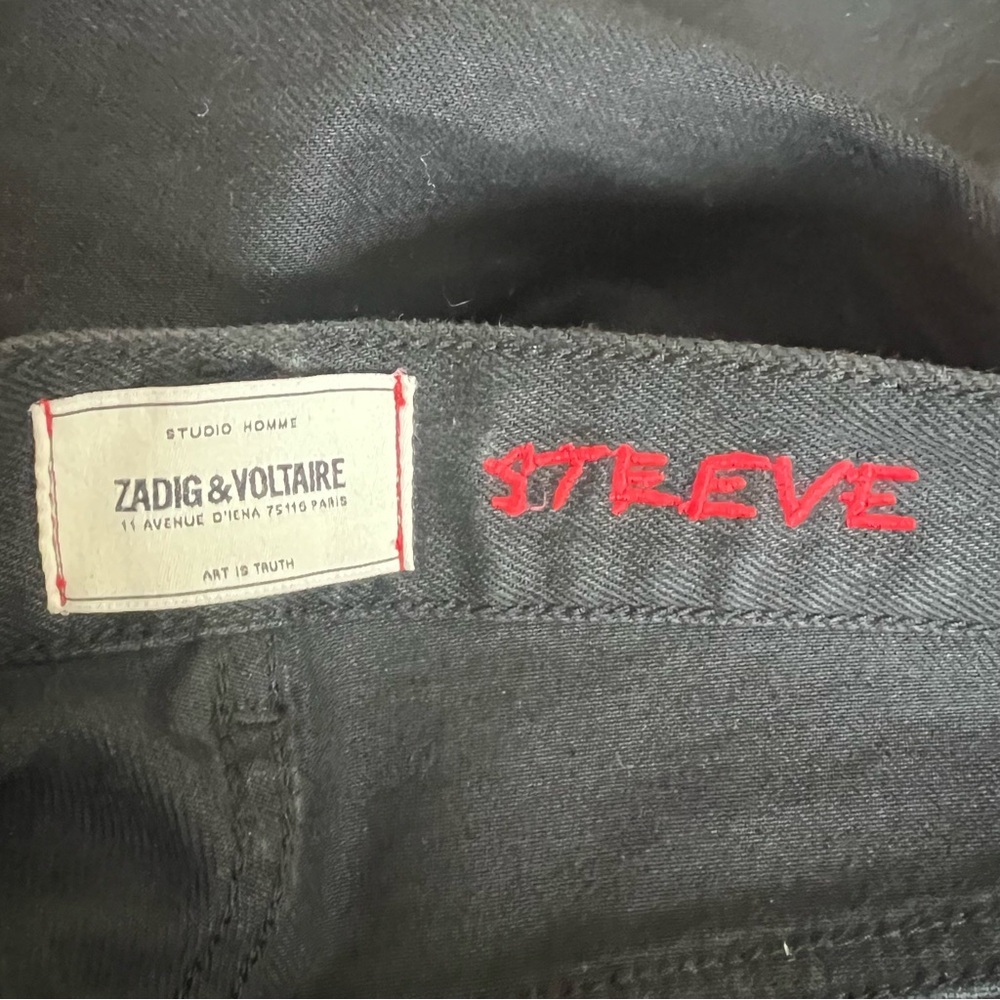 ZADIG & VOLTAIRE Black Straight-Leg Jeans Unisex Fit Designer Denim Tall Inseam - Picture 7 of 14